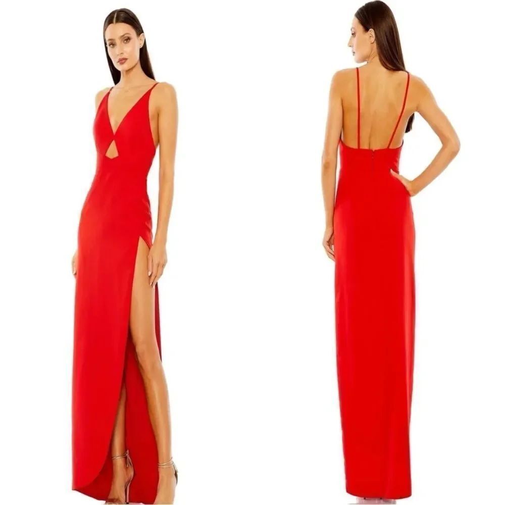Mac Duggal 27434 Red High Slit Gown NWT $358